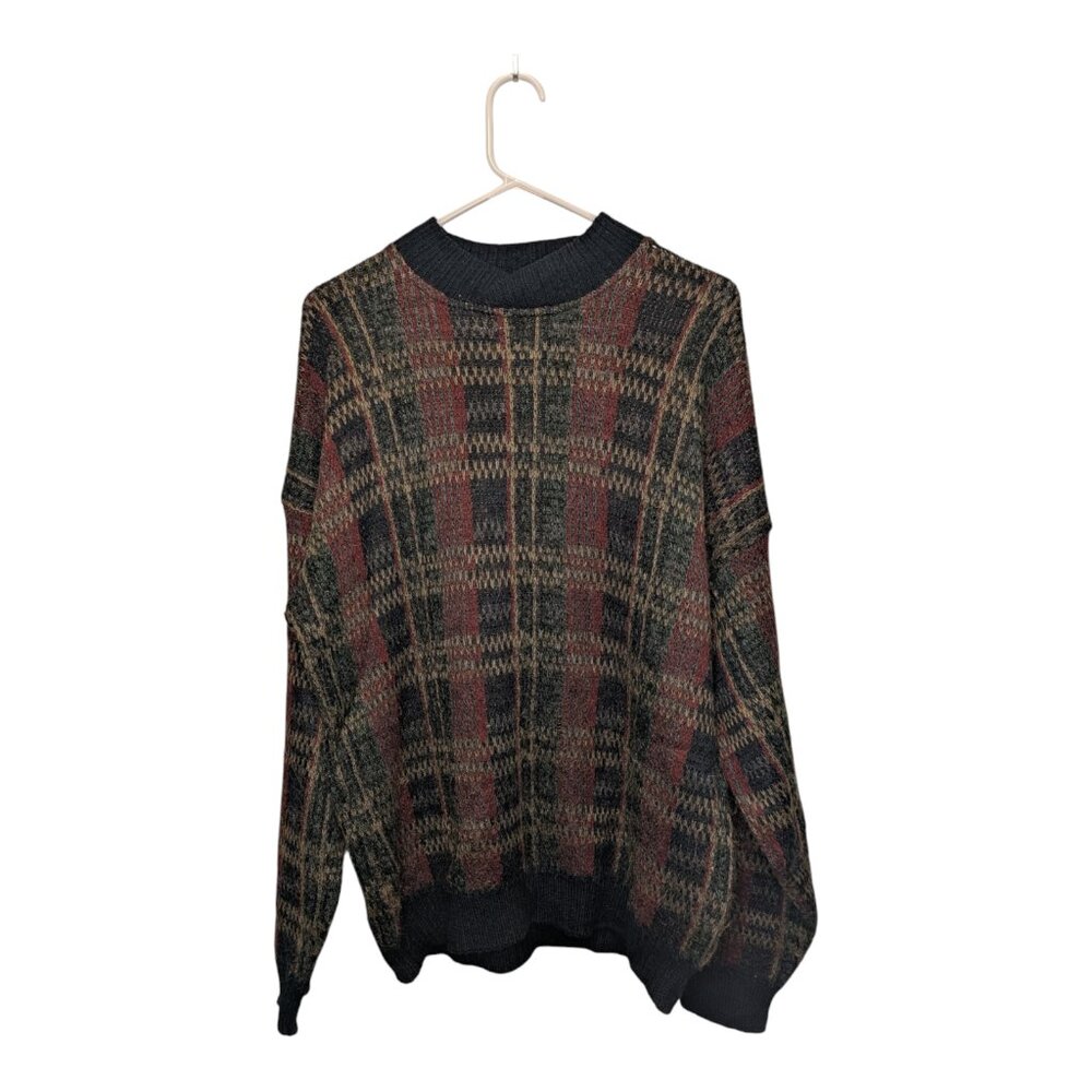 Vintage 90s St. Michael Men's Sweater Plaid Wool Alpaca Size 46 (XL) Made in UK